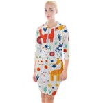 Pet Animal 03 Quarter Sleeve Hood Bodycon Dress