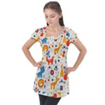 Pet Animal 03 Puff Sleeve Tunic Top