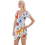 Pet Animal 03 Short Sleeve Asymmetric Mini Dress