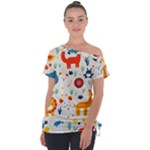 Pet Animal 03 Off Shoulder Tie-Up T-Shirt