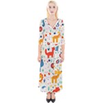 Pet Animal 03 Quarter Sleeve Wrap Maxi Dress