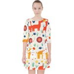 Pet Animal 03 Quarter Sleeve Pocket Dress