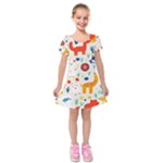 Pet Animal 03 Kids  Short Sleeve Velvet Dress