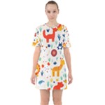 Pet Animal 03 Sixties Short Sleeve Mini Dress