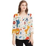 Pet Animal 03 Chiffon Quarter Sleeve Blouse