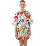 Pet Animal 03 Half Sleeve Satin Kimono 