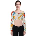 Pet Animal 03 Velvet Long Sleeve Crop Top