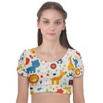 Pet Animal 03 Velvet Short Sleeve Crop Top 