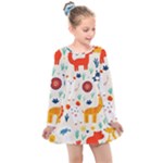 Pet Animal 03 Kids  Long Sleeve Dress