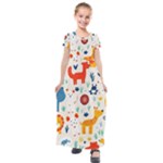 Pet Animal 03 Kids  Short Sleeve Maxi Dress