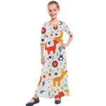 Pet Animal 03 Kids  Quarter Sleeve Maxi Dress