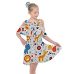 Pet Animal 03 Kids  Shoulder Cutout Chiffon Dress