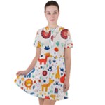 Pet Animal 03 Short Sleeve Shoulder Cut Out Dress 