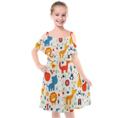 Kids  Cut Out Shoulders Chiffon Dress 