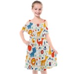 Pet Animal 03 Kids  Cut Out Shoulders Chiffon Dress