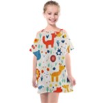 Pet Animal 03 Kids  One Piece Chiffon Dress