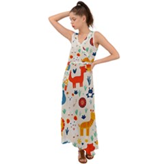 V-Neck Chiffon Maxi Dress 