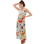 Pet Animal 03 V-Neck Chiffon Maxi Dress