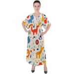 Pet Animal 03 V-Neck Boho Style Maxi Dress