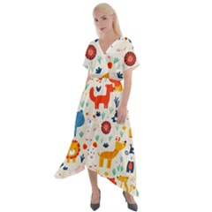 Cross Front Sharkbite Hem Maxi Dress 