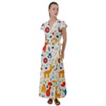 Pet Animal 03 Flutter Sleeve Maxi Dress