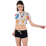 Pet Animal 03 Tie Back Short Sleeve Crop T-Shirt