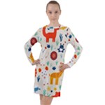 Pet Animal 03 Long Sleeve Hoodie Dress