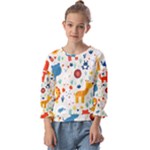 Pet Animal 03 Kids  Cuff Sleeve Top