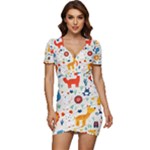 Pet Animal 03 Low Cut Cap Sleeve Mini Dress