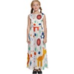 Pet Animal 03 Kids  Satin Sleeveless Maxi Dress