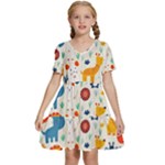 Pet Animal 03 Kids  Short Sleeve Tiered Mini Dress