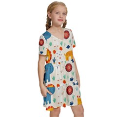 Kids  Short Sleeve Tiered Mini Dress 