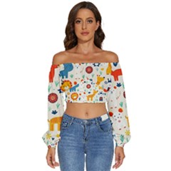 Long Sleeve Crinkled Weave Crop Top 