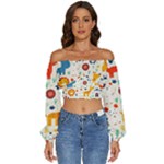 Pet Animal 03 Long Sleeve Crinkled Weave Crop Top