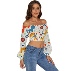 Long Sleeve Crinkled Weave Crop Top 