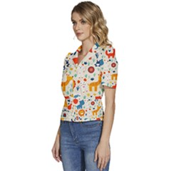 Puffed Short Sleeve Button Up Jacket 