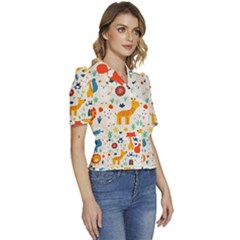 Puffed Short Sleeve Button Up Jacket 