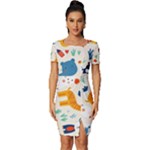 Pet Animal 03 Fitted Knot Split End Bodycon Dress