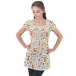 Pet Animal 04 Puff Sleeve Tunic Top