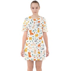 Sixties Short Sleeve Mini Dress 