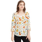 Pet Animal 04 Chiffon Quarter Sleeve Blouse