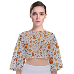 Tie Back Butterfly Sleeve Chiffon Top 