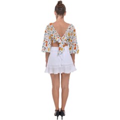 Tie Back Butterfly Sleeve Chiffon Top 