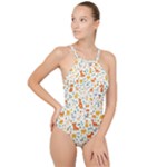 Pet Animal 04 High Neck One Piece Swimsuit