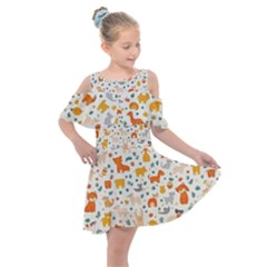 Kids  Shoulder Cutout Chiffon Dress 