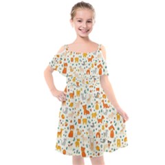 Kids  Cut Out Shoulders Chiffon Dress 