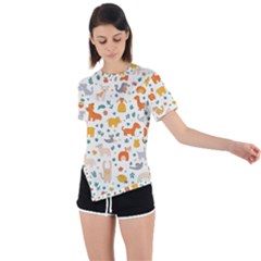 Asymmetrical Short Sleeve Sports T-Shirt 