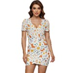 Pet Animal 04 Low Cut Cap Sleeve Mini Dress