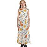 Pet Animal 04 Kids  Satin Sleeveless Maxi Dress