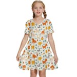 Pet Animal 04 Kids  Short Sleeve Tiered Mini Dress